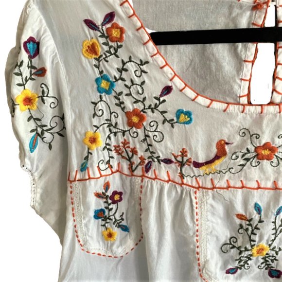 Embroidered peasant style boho cotton tunic top 2X - Picture 4 of 12